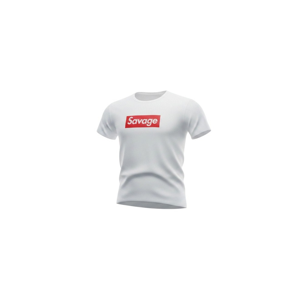 Gildan Savage Graphic Tee Womens XL White NWT Box Logo Short Sleeve T-Shirt